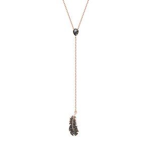 Swarovski Lightweight Black Feather Necklace